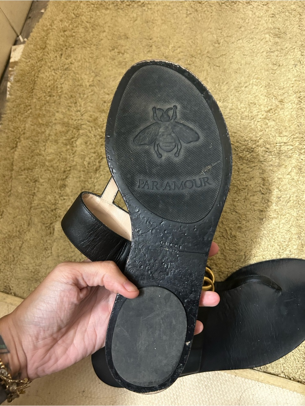 Gucci black and gold sandals size 10 - Picture 5 of 9